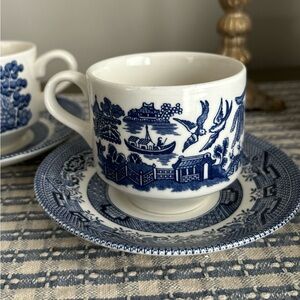 Blue Willow Churchill TEA CUPS, set of 2